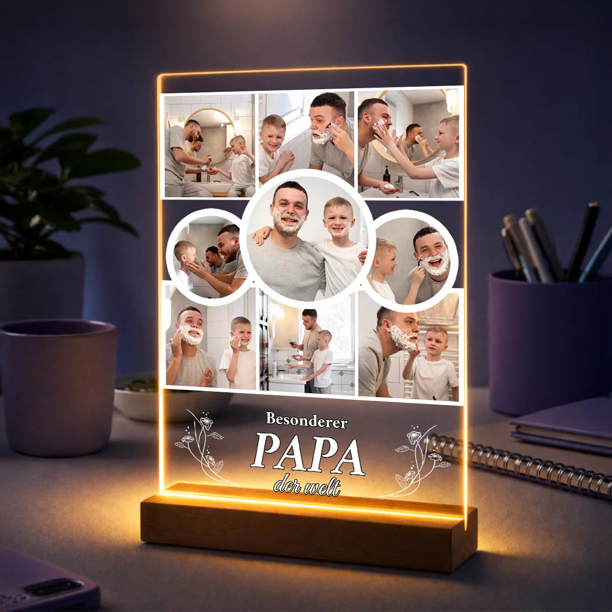 Personalisierte Fotocollage auf Acrylglas für Papa aus eigenen Fotos, gemeinsame Momente von Vater und Kind, Geschenk zum Vatertag