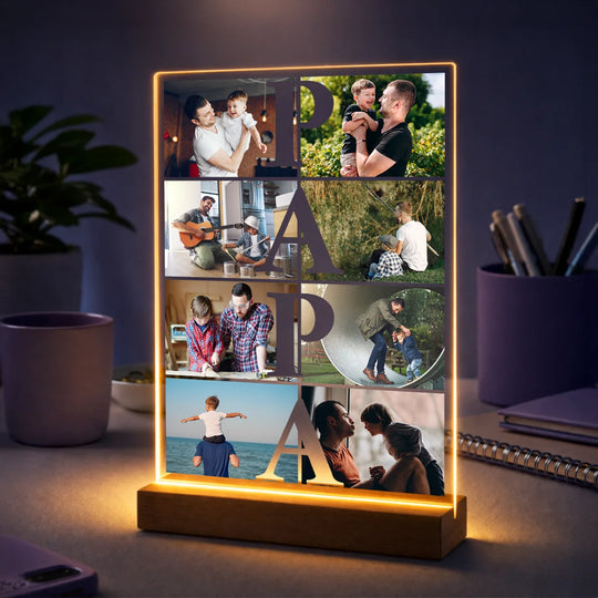Originelles Geschenk für Papa zum Vatertag – Fotocollage auf Acrylglas Wort PAPA