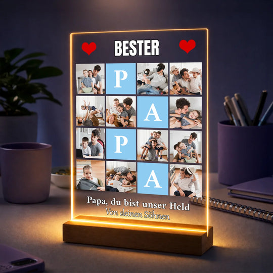 Geschenkidee für Papa zum Geburtstag – Collage aus 12 Fotos + Text Bester Papa