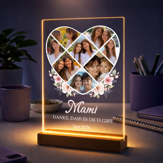 Geschenk für Mama zum Muttertag – Fotocollage auf Acrylglas mit Text Danke, dass es Dich gibt