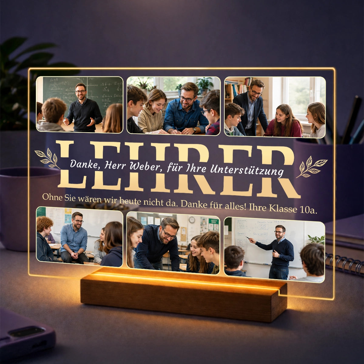 Fotocollage auf Acrylglas mit Fotos - Dankesgeschenk für Lehrer mit persönlichem Text