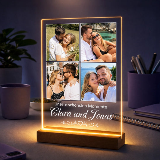 Geschenk für Paare zum Jahrestag – Fotocollage auf Acrylglas mit Text Unsere schönsten Momente