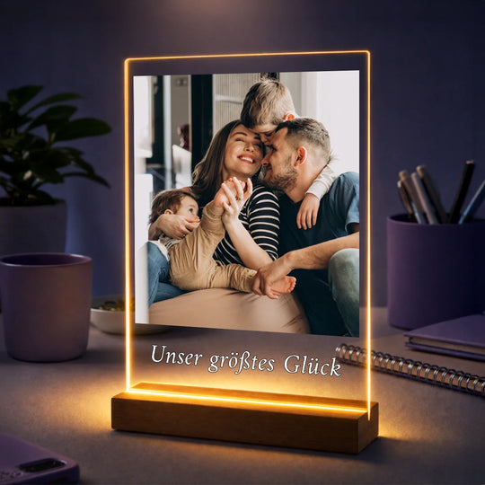 Personalisiertes Familiengeschenk – Foto auf Acrylglas mit eigenem Foto und Text Unser größtes Glück