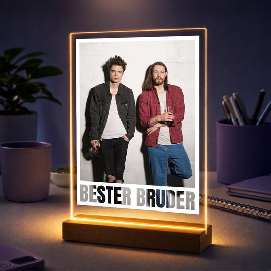 Foto auf Acrylglas mit Schriftzug Bester Bruder – Geschenk für den Bruder mit gemeinsamem Foto