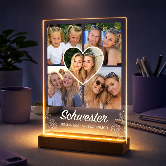 Geschenk für deine Schwester – Fotocollage auf Acrylglas Gemeinsam unvergesslich
