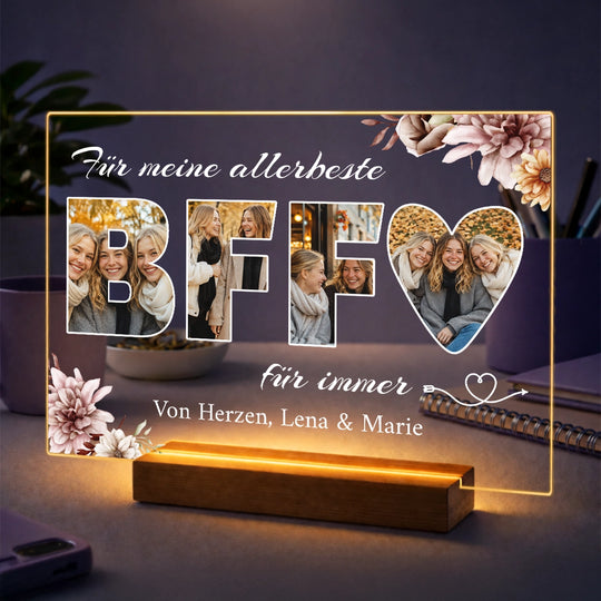 Geschenk für Freundin – Fotocollage auf Acrylglas mit Text BFF für immer