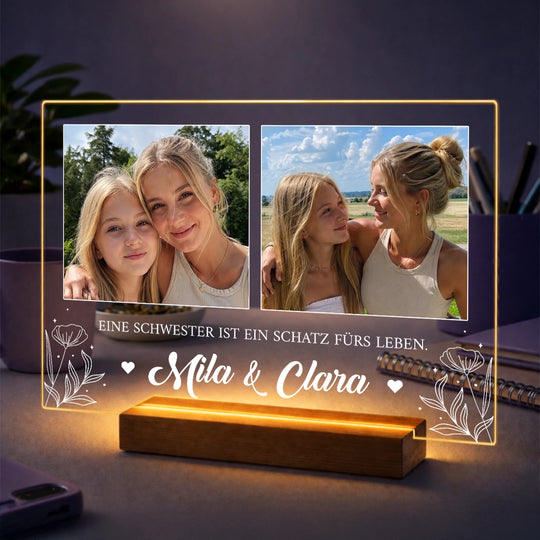 Geschenk für deine Schwester – Fotocollage auf Acrylglas Schwester ist ein Schatz fürs Leben