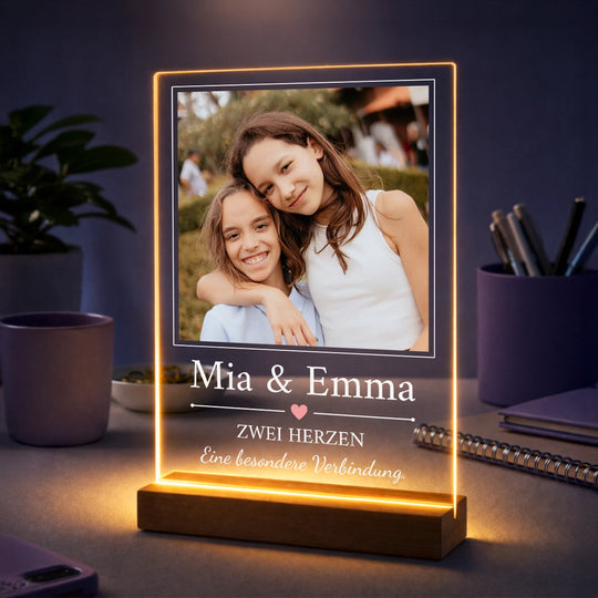 Geschenkidee für deine Schwester – Foto auf Acrylglas Zwei Herzen