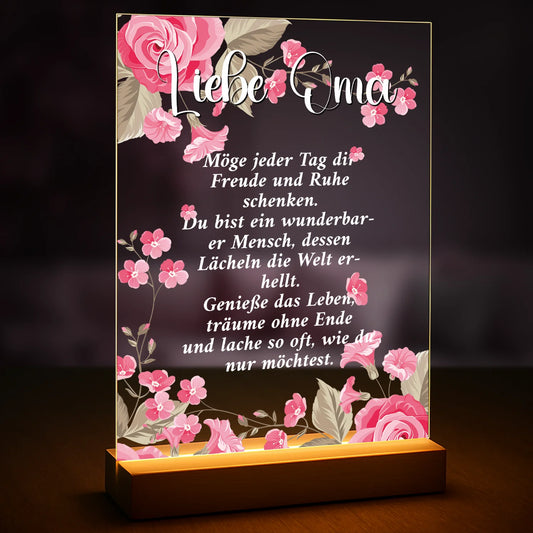 Elegantes Geschenk für Oma zum Oma-Tag – personalisierte Wünsche auf Glas