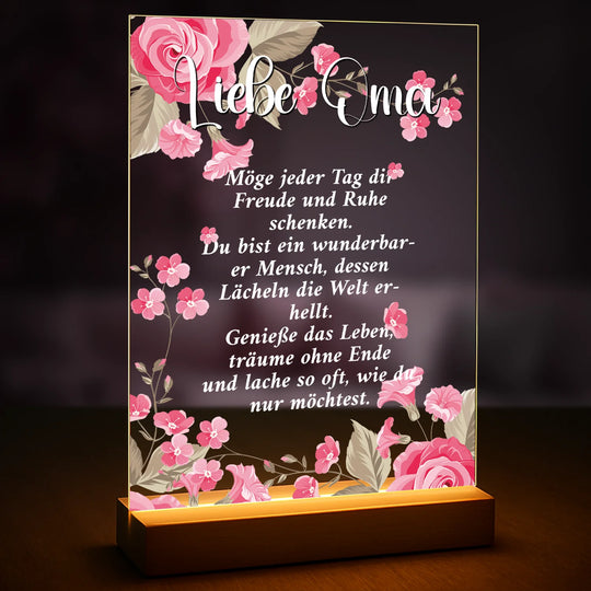 Elegantes Geschenk für Oma zum Oma-Tag – personalisierte Wünsche auf Glas
