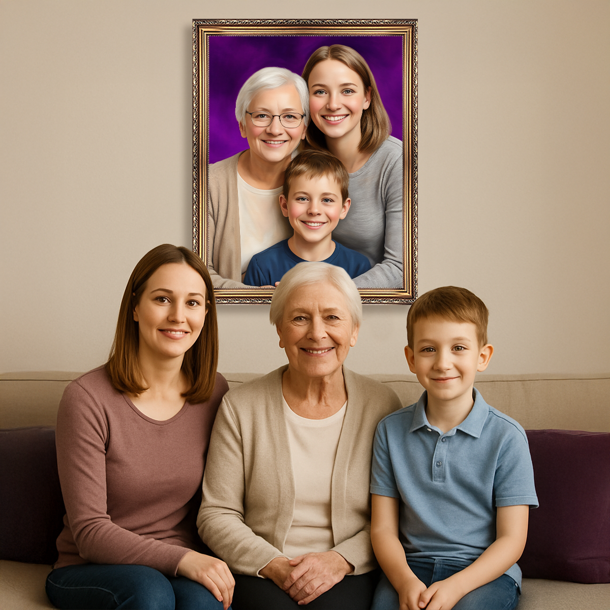 Image of Großmutter mit Tochter und Enkel - Leinwandbild aus deinem Foto