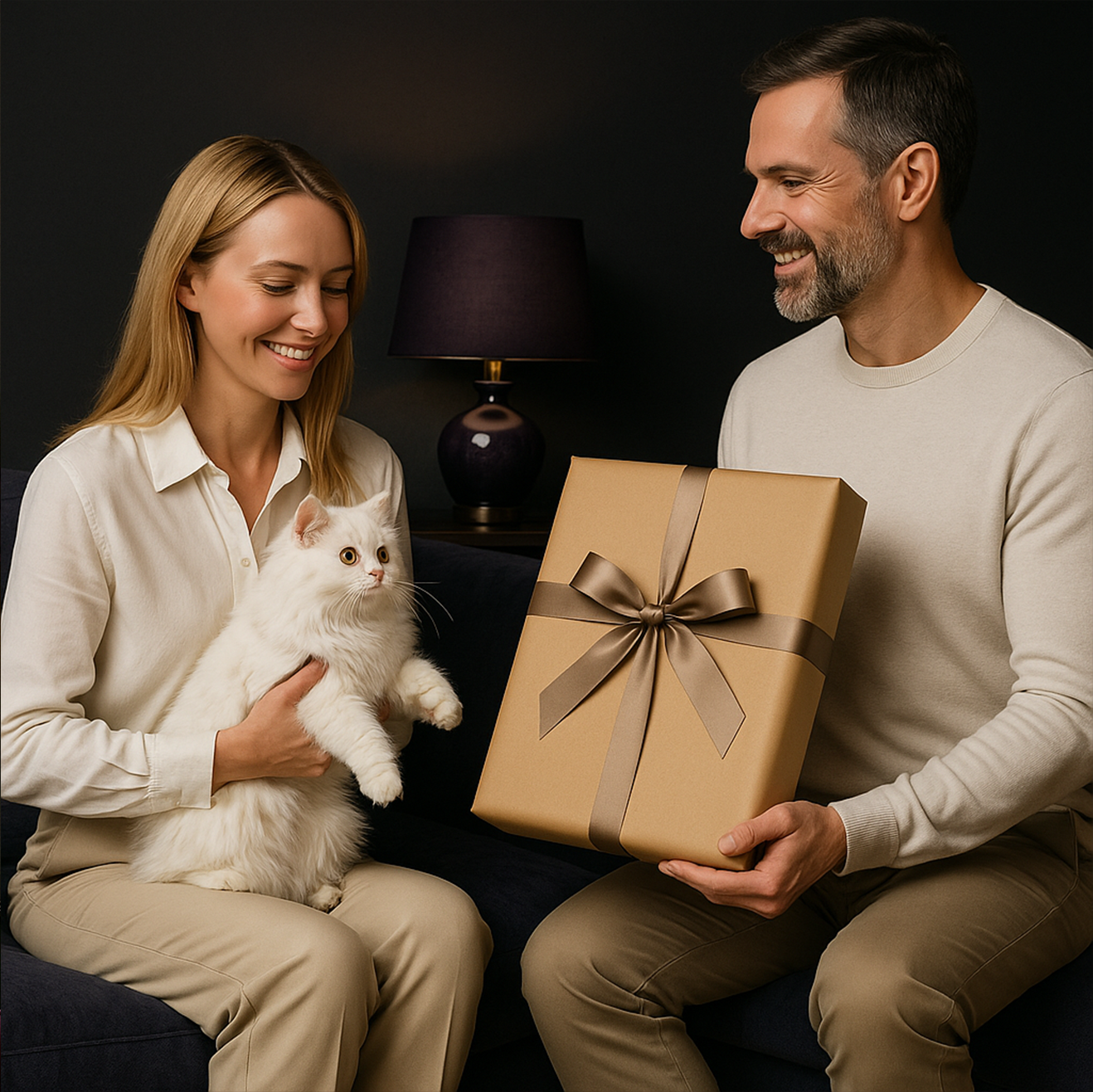 Image of Katzenporträt mit violettem Hintergrund – Leinwandbild aus deinem Foto