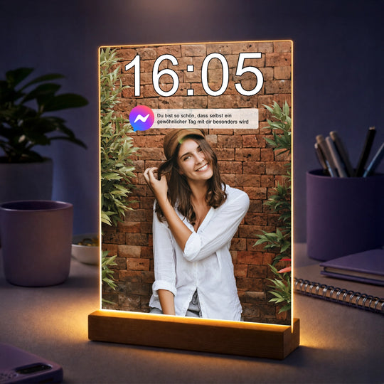 Geschenkidee für sie zum Geburtstag – Foto auf Acrylglas im Chat-Stil Nette Nachricht