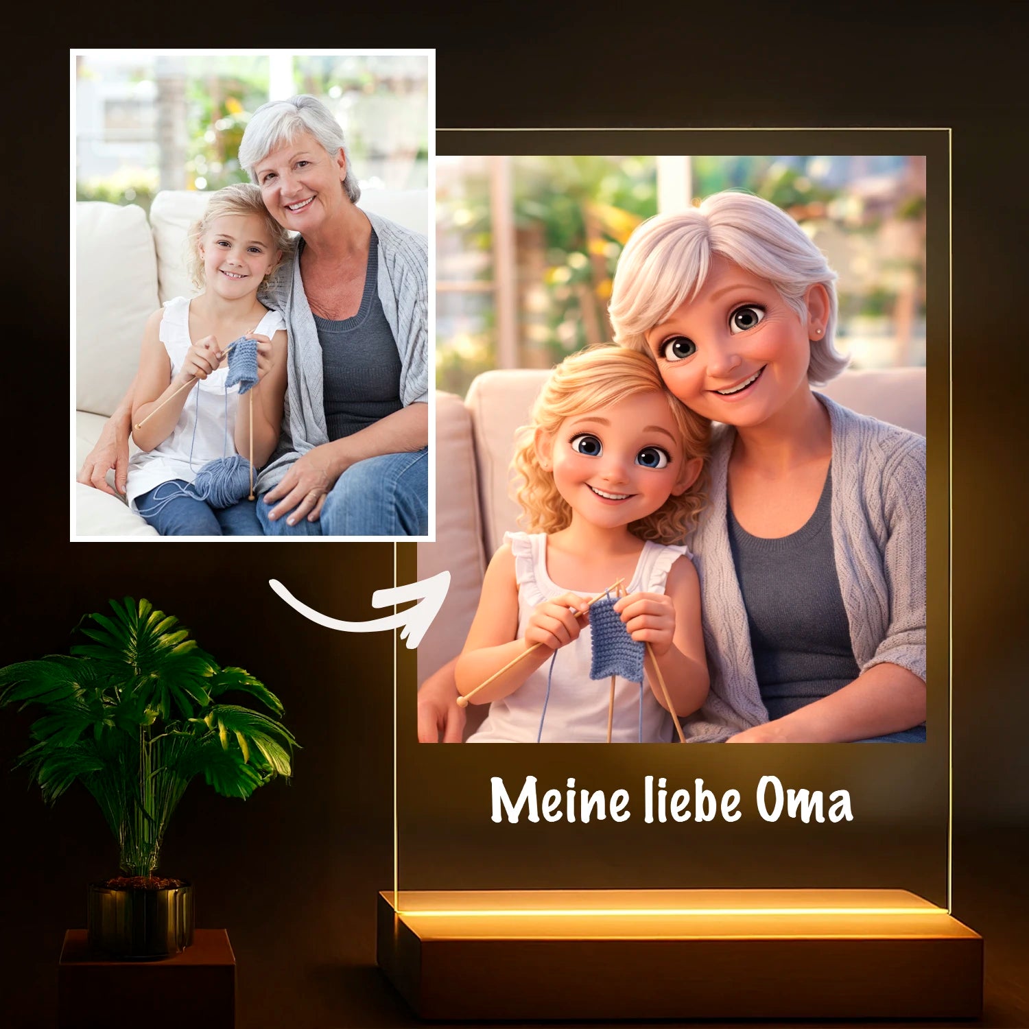 Image of Meine geliebte Oma - Glasdruck, Porträt nach deinem Foto