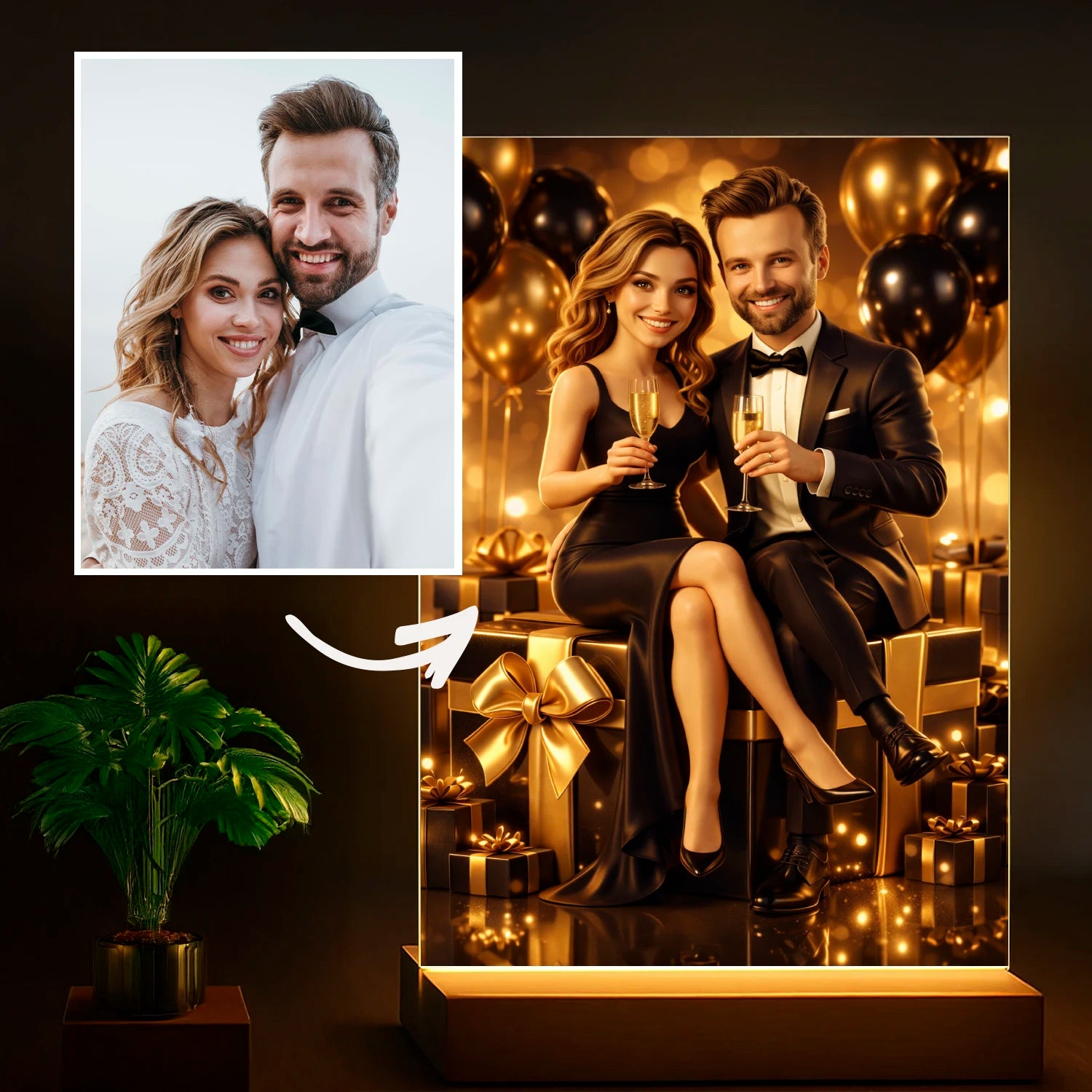 Image of Elegantes Paarporträt - Glasdruck nach Ihrem Foto