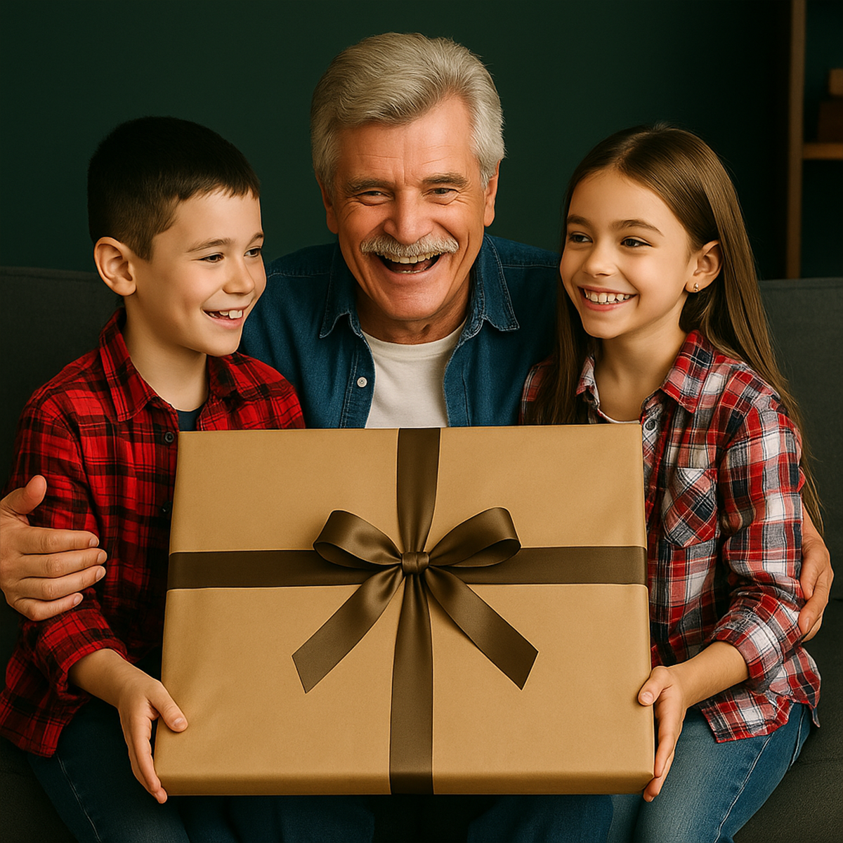 Image of Opa mit Enkeln - Leinwandbild aus deinem Foto