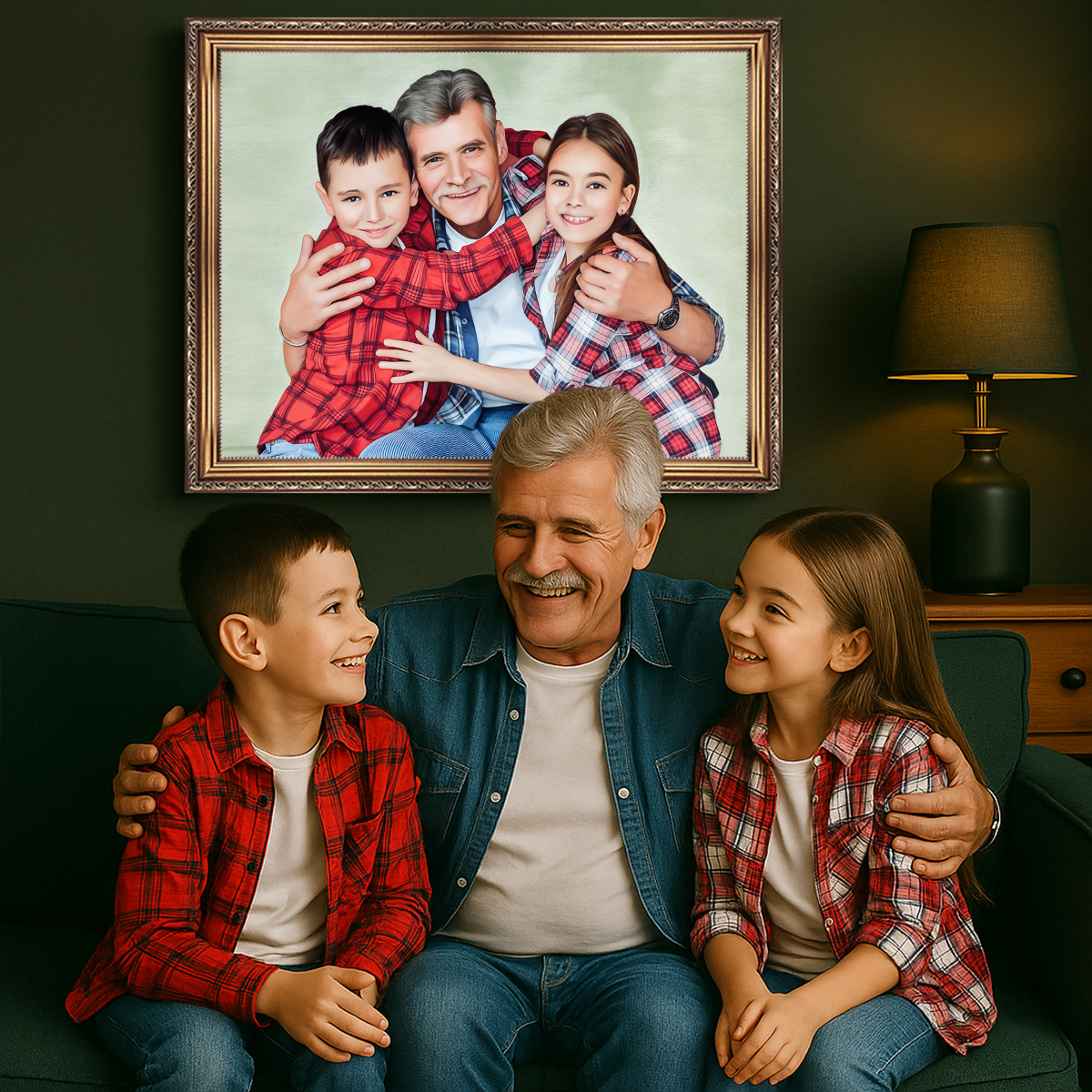 Image of Opa mit Enkeln - Leinwandbild aus deinem Foto