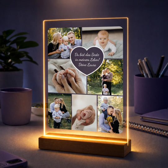Geschenk für die Familie – Fotocollage auf Acrylglas mit Text Du bist das Beste in meinem Leben