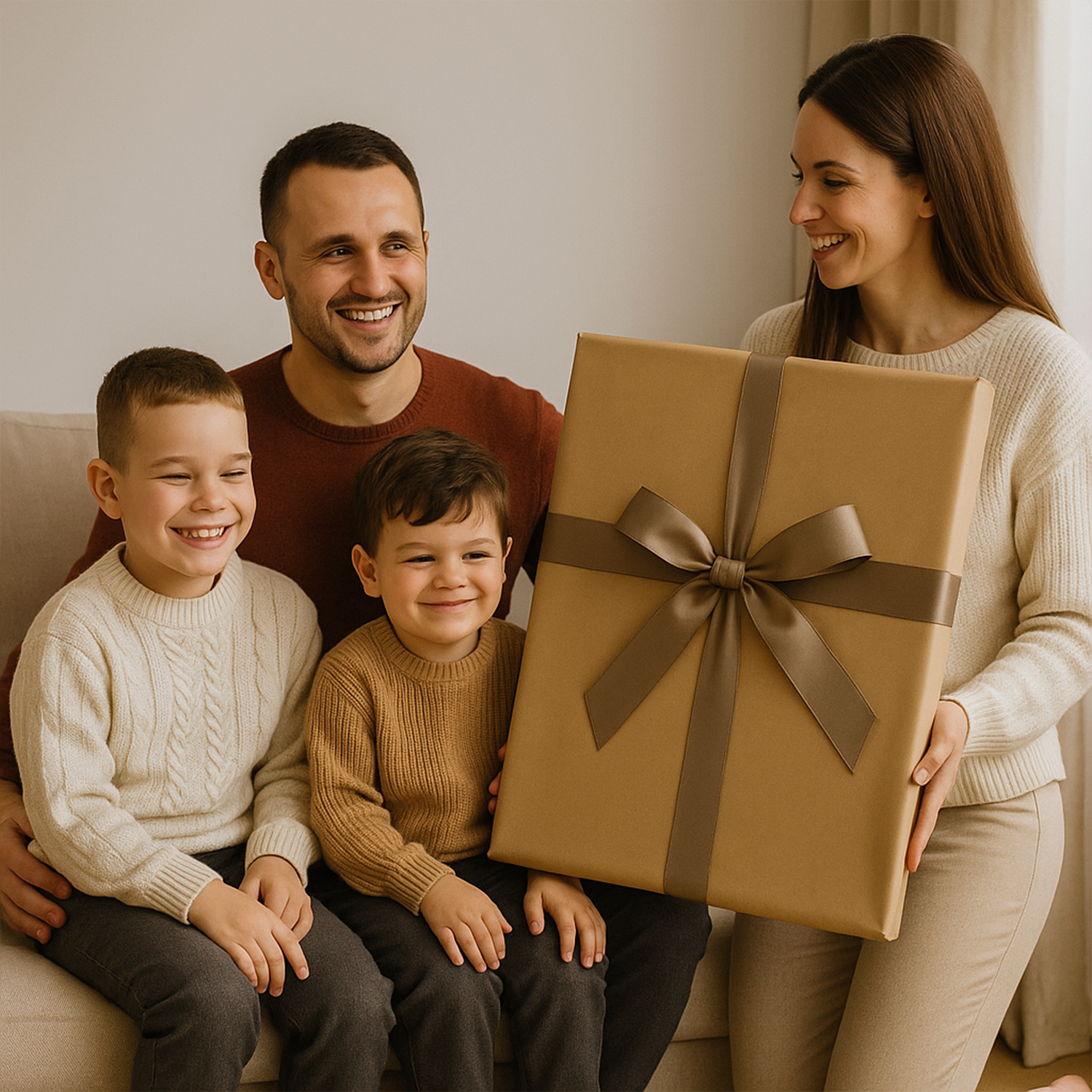 Image of Illustration von Vater und Söhnen – Leinwandbild aus deinem Foto