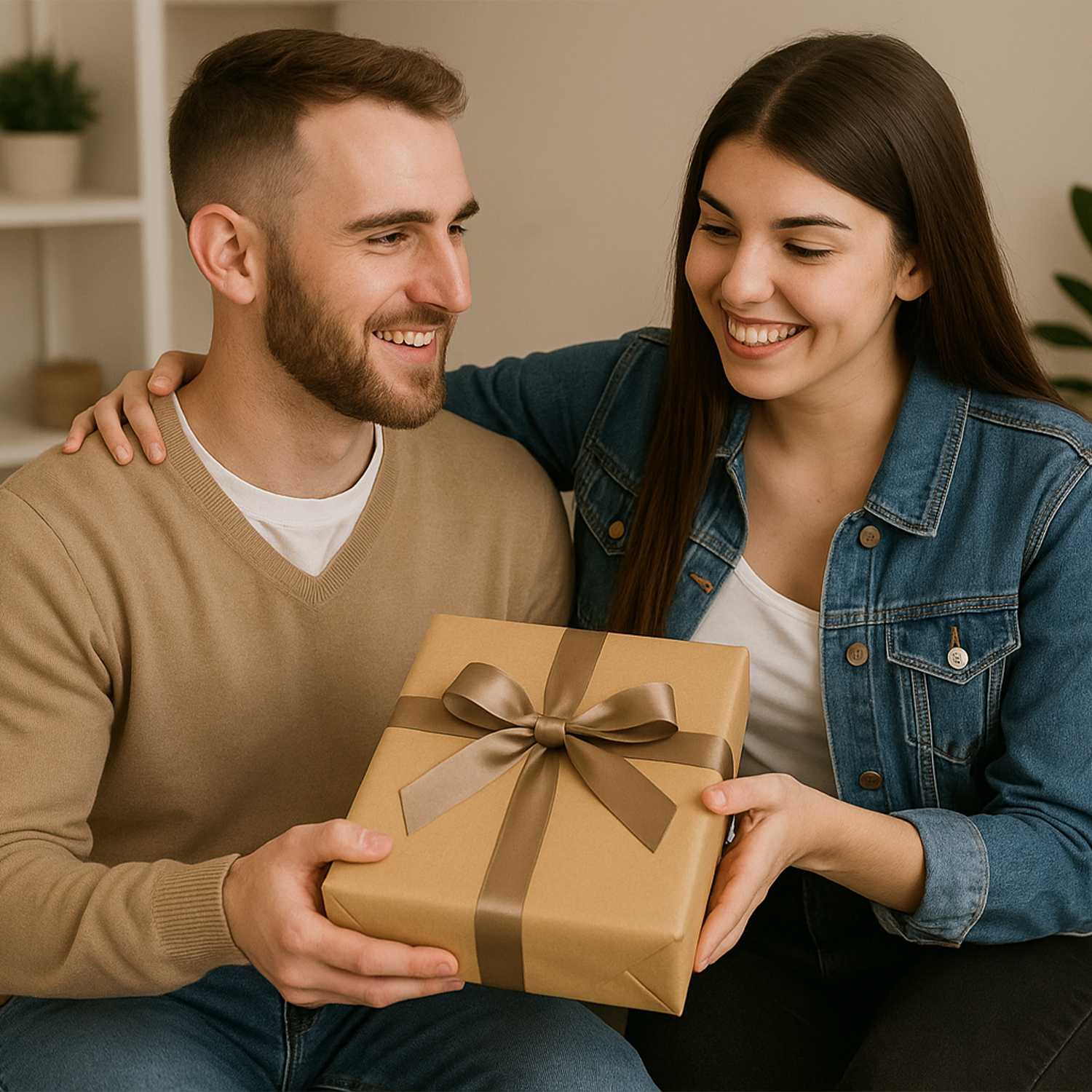 Image of Karikatur eines verliebten Paares - Druck auf Glas, Portrait aus deinem Foto