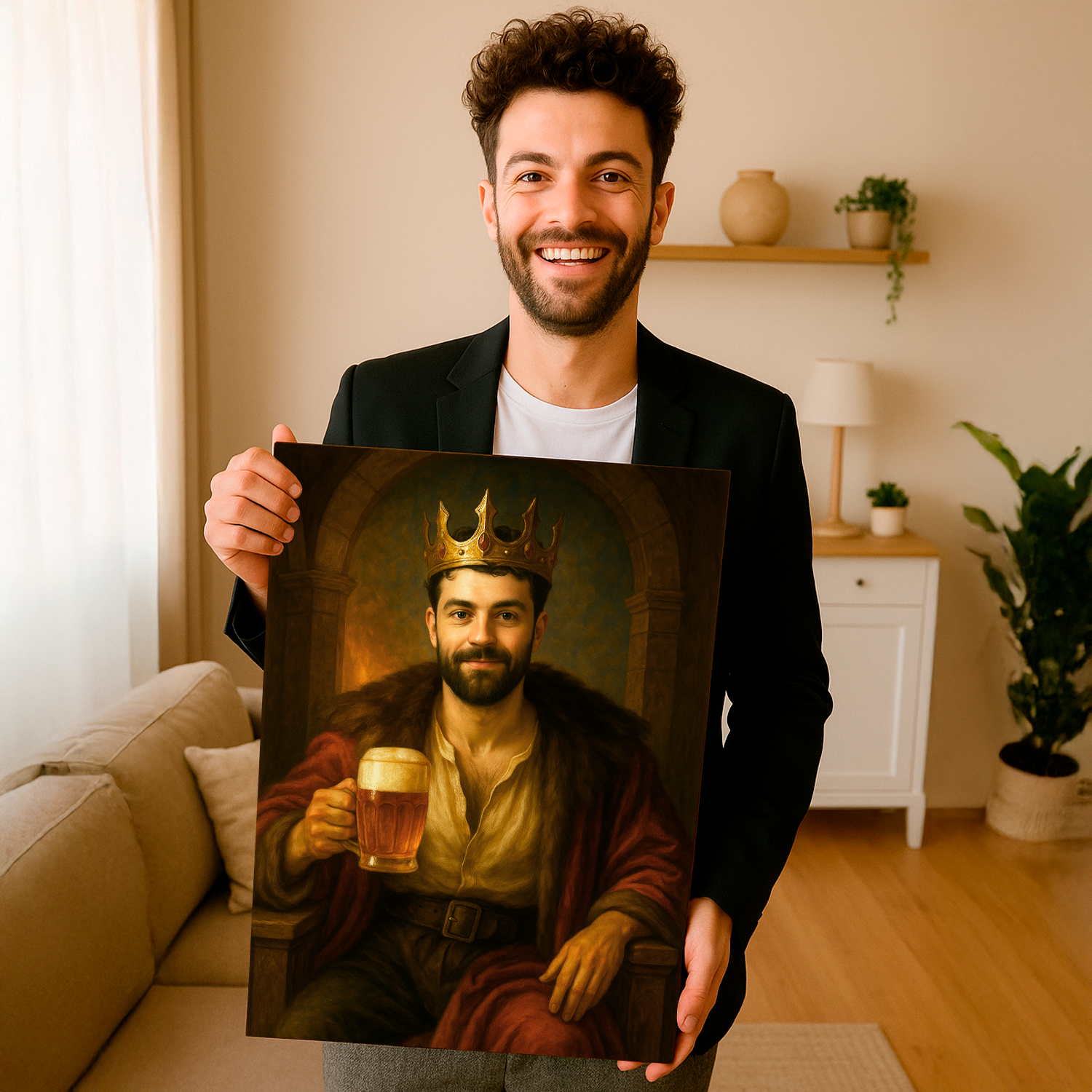 Image of König mit Bierkrug – Leinwandbild aus deinem Foto