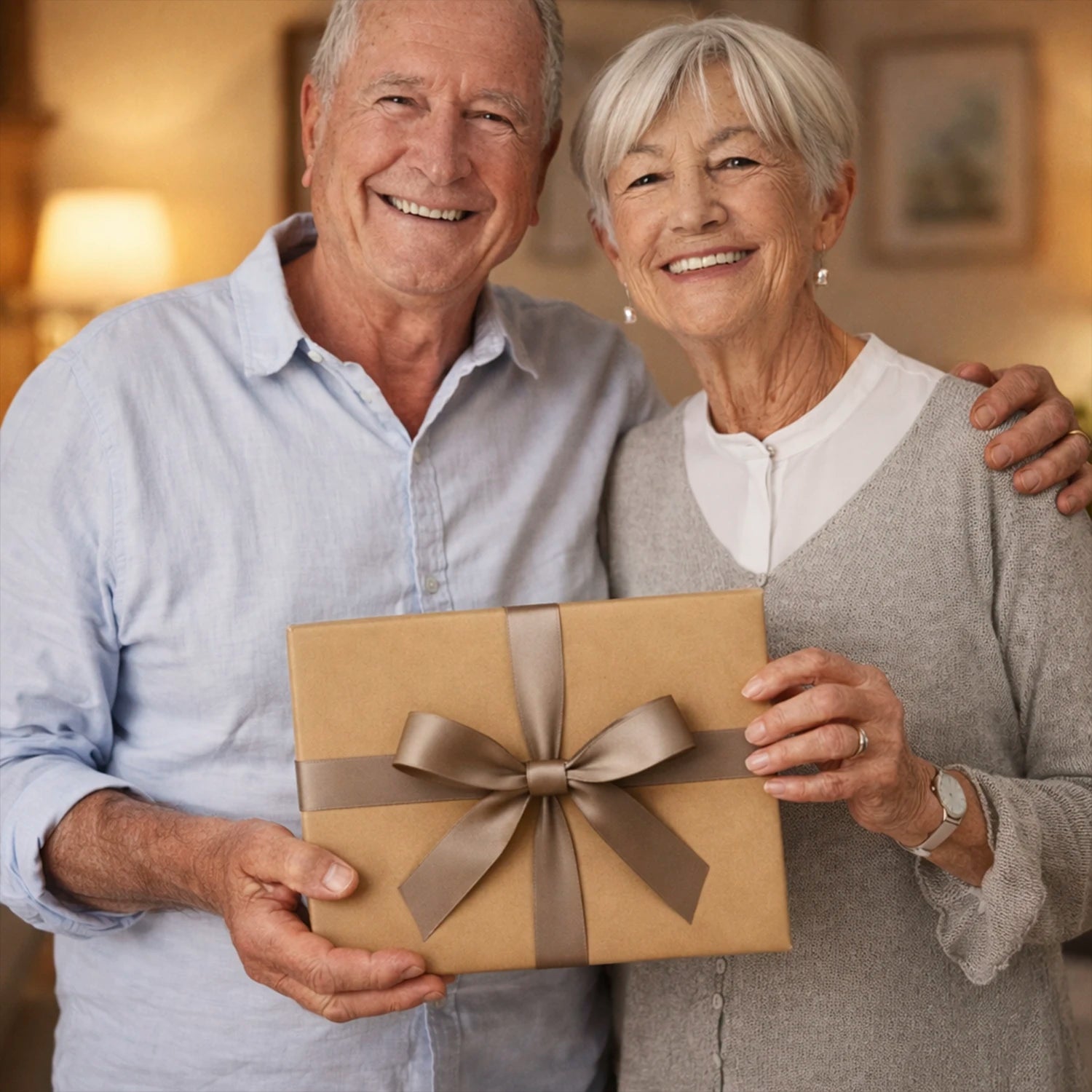 Image of Großeltern mit Enkeln im märchenhaften Stil - Glasdruck, Porträt nach deinem Foto