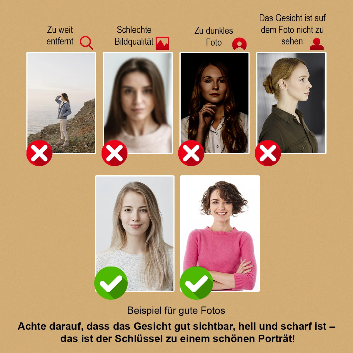 Image of Weihnachtliches Frauenporträt mit Weihnachtsgrüßen – Poster aus deinem Foto