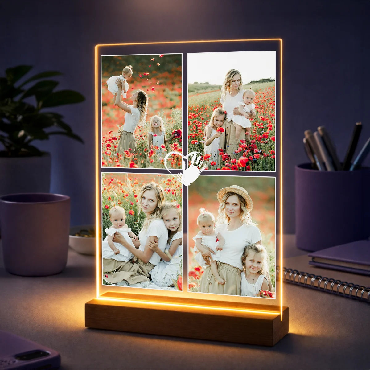 Geschenk für Mama zum Muttertag – personalisierte Fotocollage mit 4 Fotos auf Acrylglas