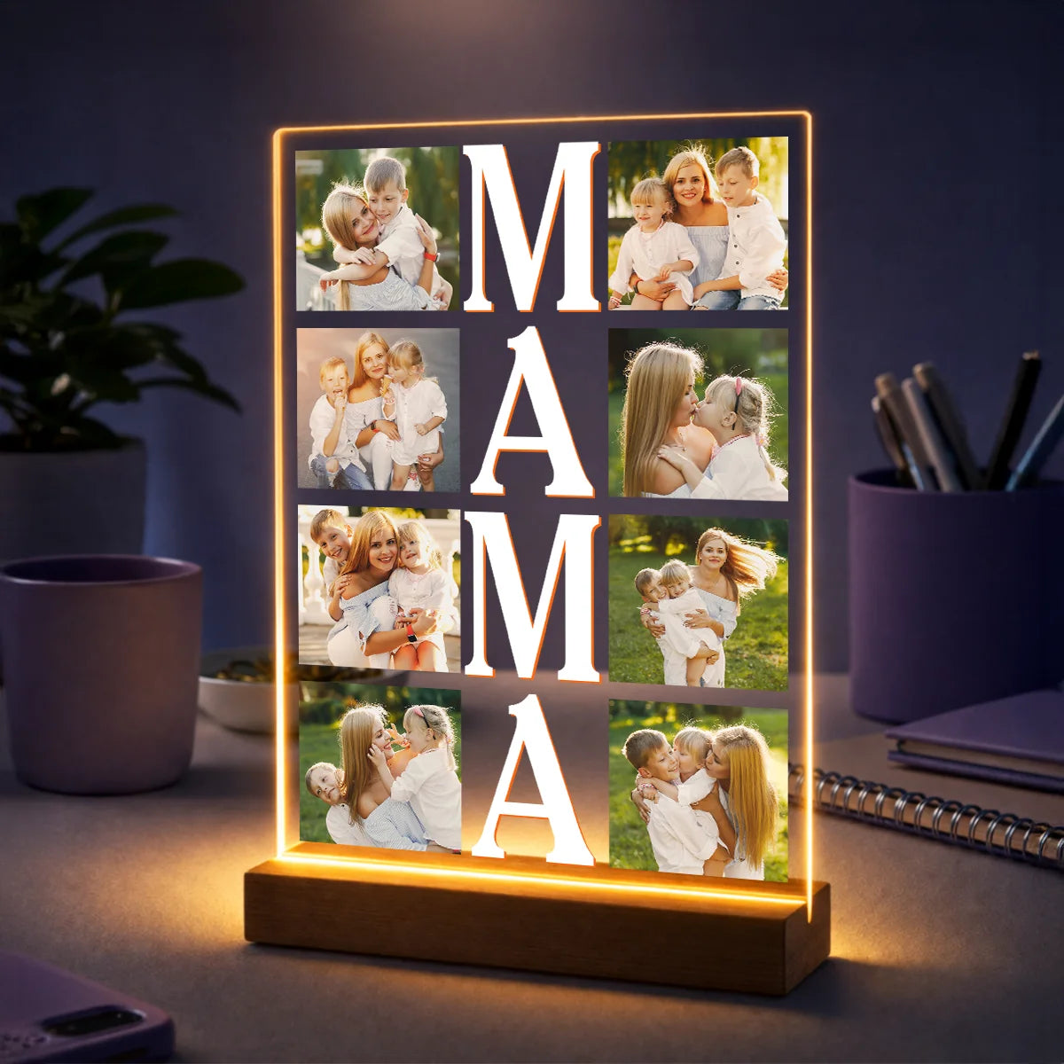 Geschenk für Mama zum Muttertag – Fotocollage mit 8 Fotos auf Acrylglas mit Schriftzug MAMA