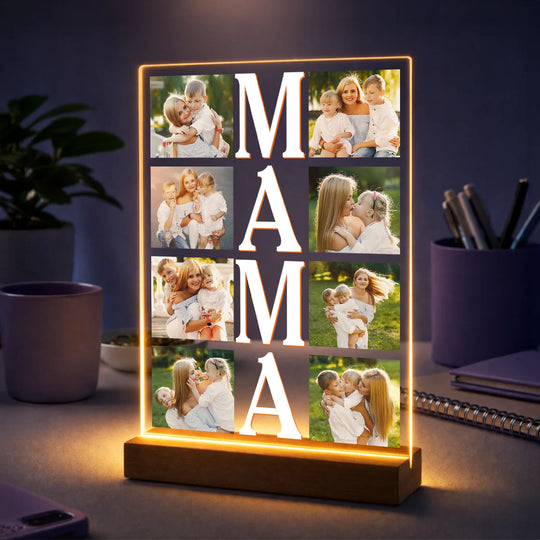 Geschenk für Mama zum Muttertag – Fotocollage mit 8 Fotos auf Acrylglas mit Schriftzug MAMA