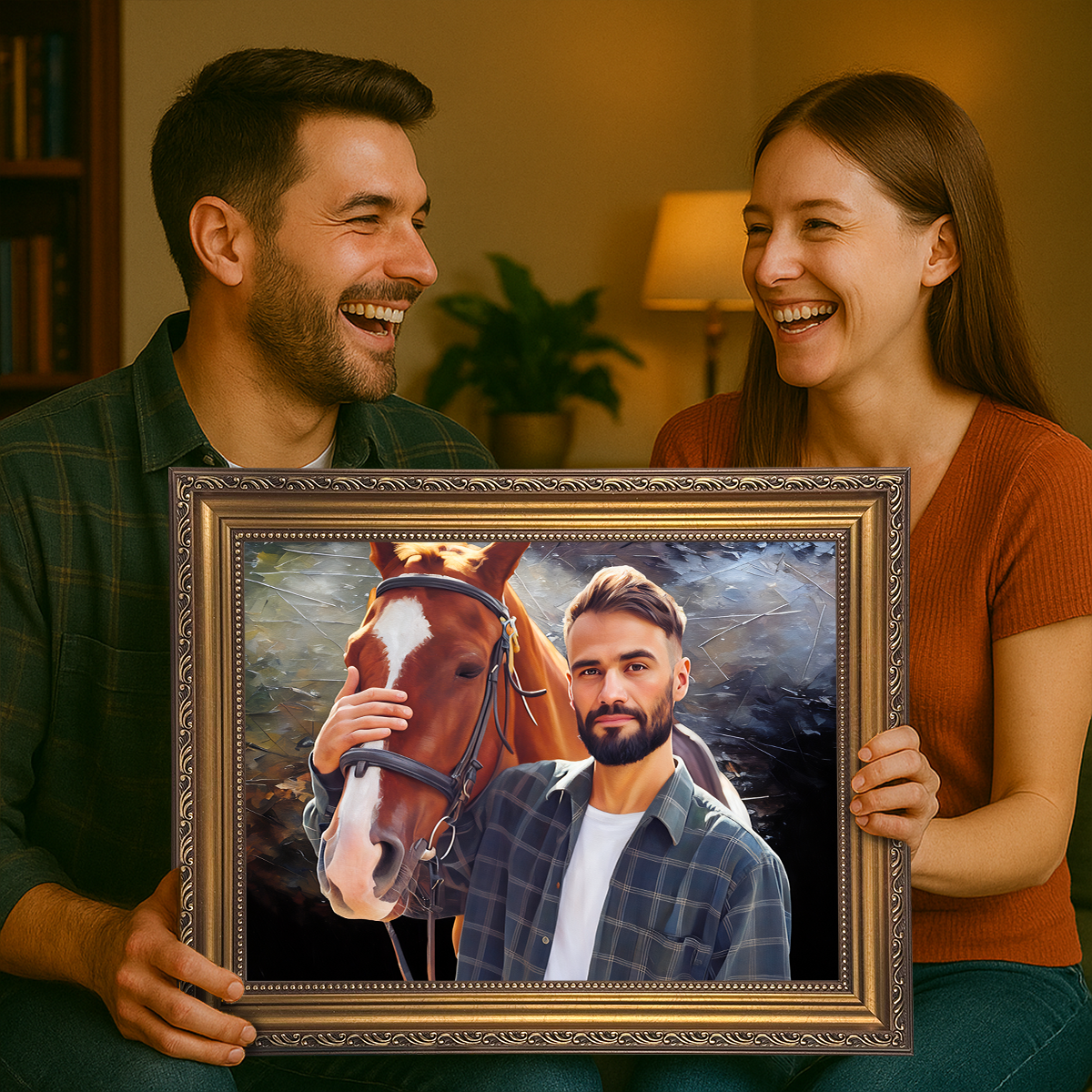 Image of Mann mit Pferd – Leinwandbild aus deinem Foto