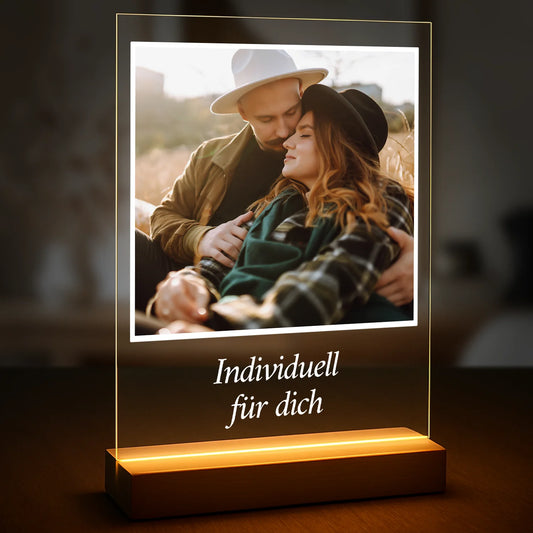 Originelles Geschenk für Paare zum Jahrestag – personalisiertes Foto auf Acrylglas mit eigenem Text