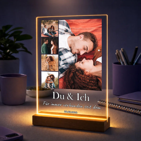 Personalisiertes Geschenk für Paare zum Jahrestag – Fotocollage auf Acrylglas Für immer verbunden mit Datum