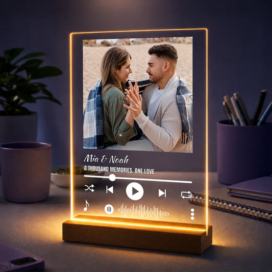 Personalisiertes Foto auf Acrylglas im Musikstil - Jahrestag Geschenk für Mann mit Namen und Foto